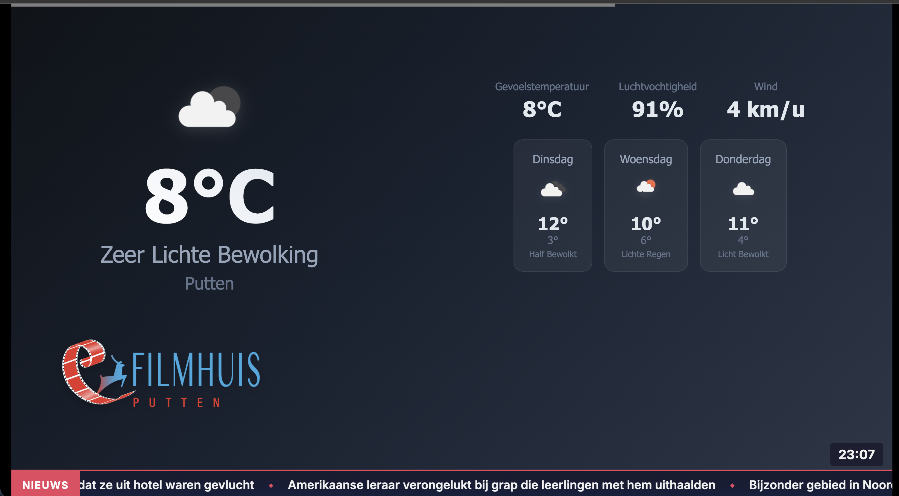 Live Weer & Nieuws op Scherm