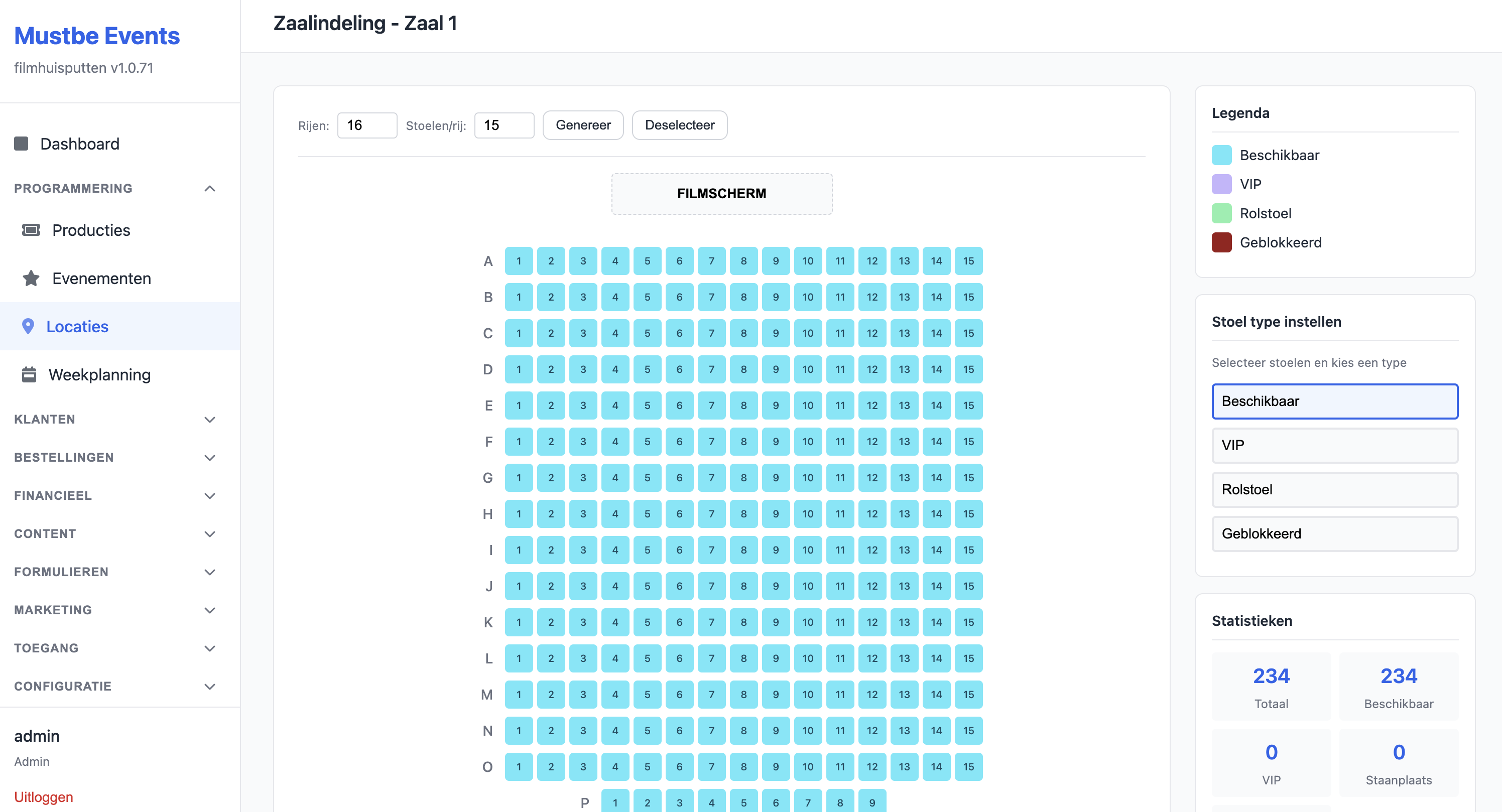 Interactieve Stoelkaart Editor